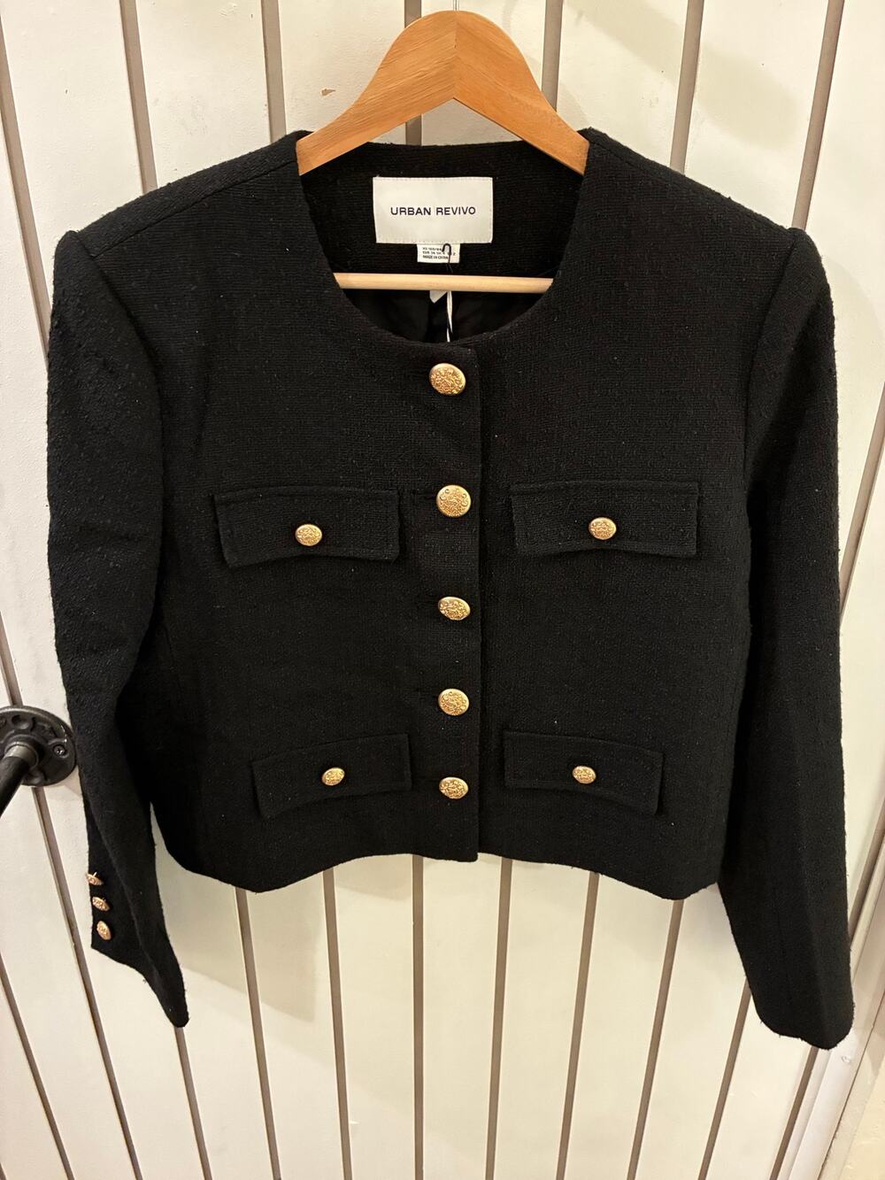 Urban Revivo Black Tweed Blazer Size 2